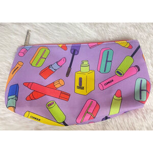 Clinique Cosmetic Print Makeup Bag/ Pouch/Travel Case with Zipper BAG BIN